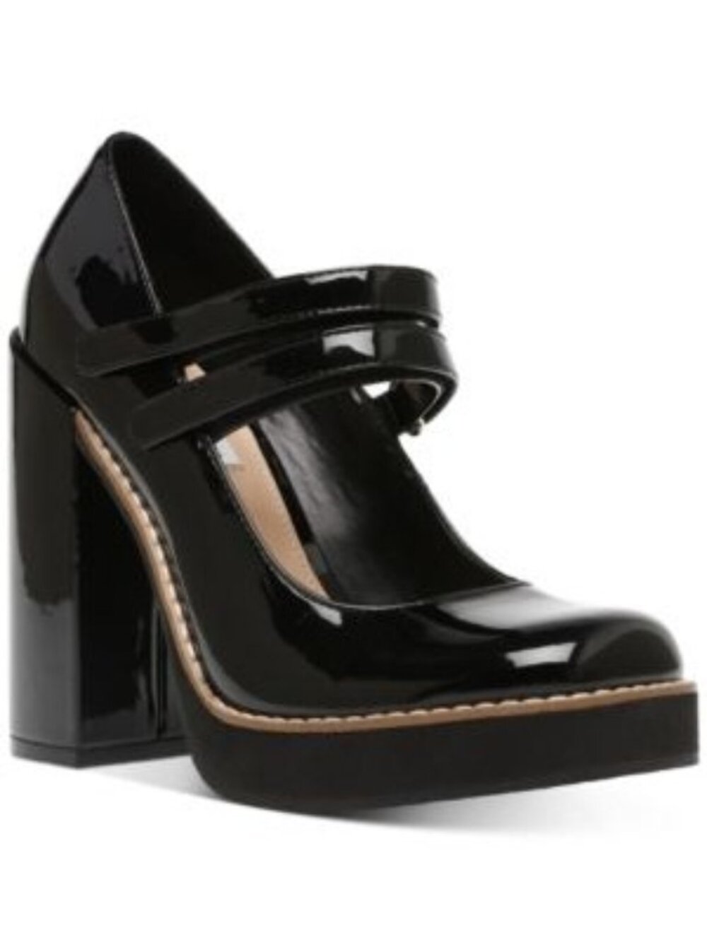 Steve Madden Twice Womens Patent Casual Block Heels